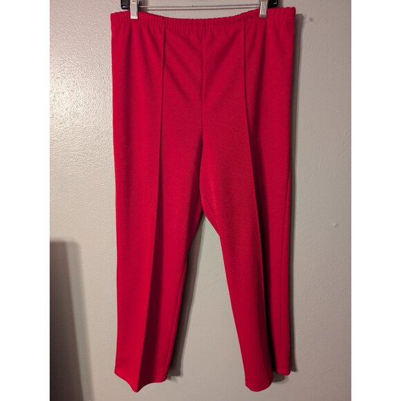 Vintage 80s/90s Haband for Her Red Polyester Pants Sz 12P USA Made Elastic Waist - Picture 2 of 6
